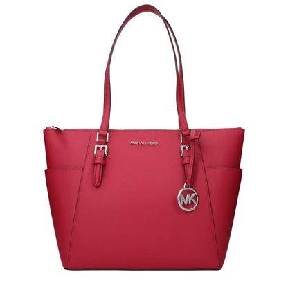 Rød Michael Kors skulder taske med sølvbeslag og cirkulært logo