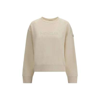 Moncler beige cotton sweatshirt with cream color and embroidered branding