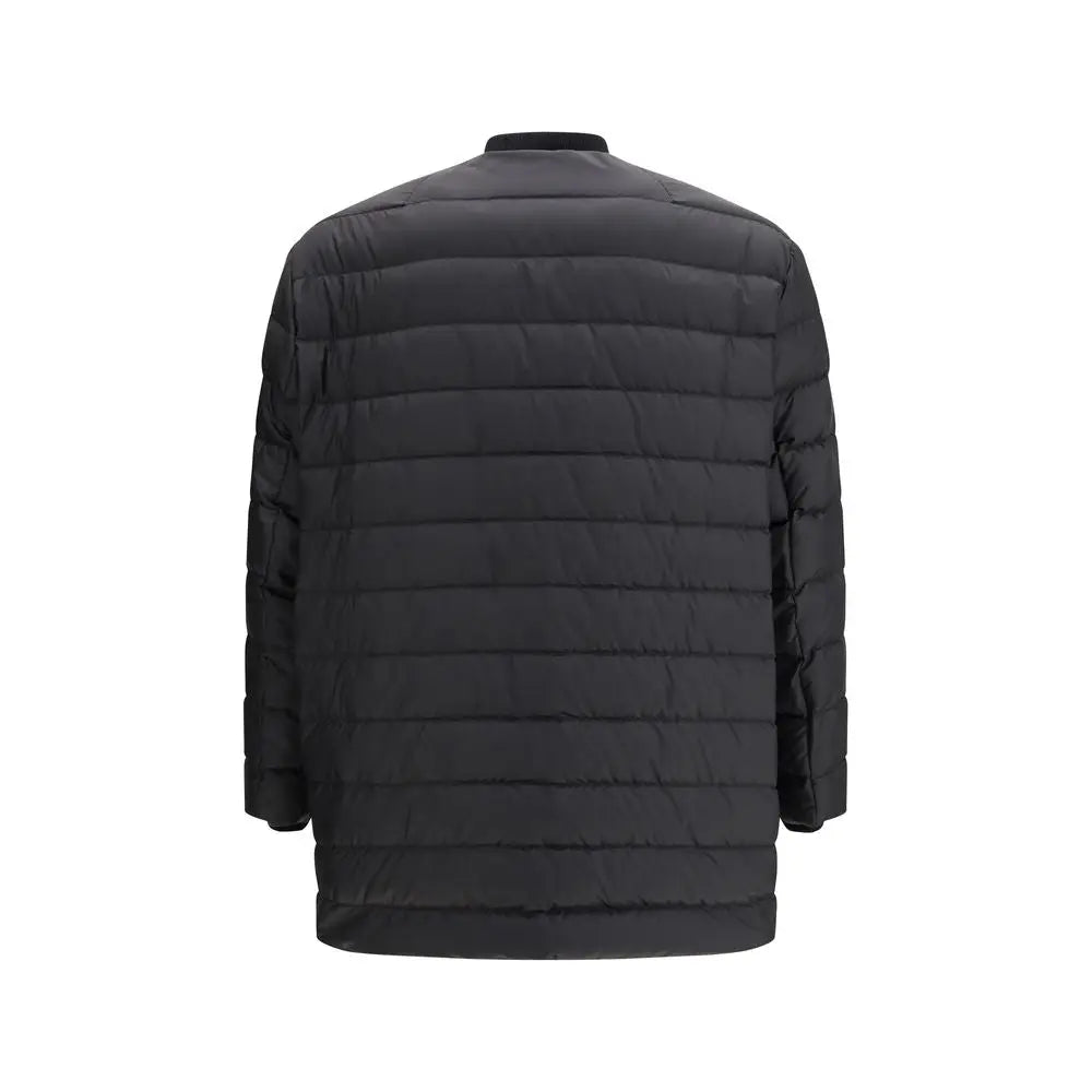 Sort moncler x rick owens sort trench coat med sort sort krave og ribbet krave