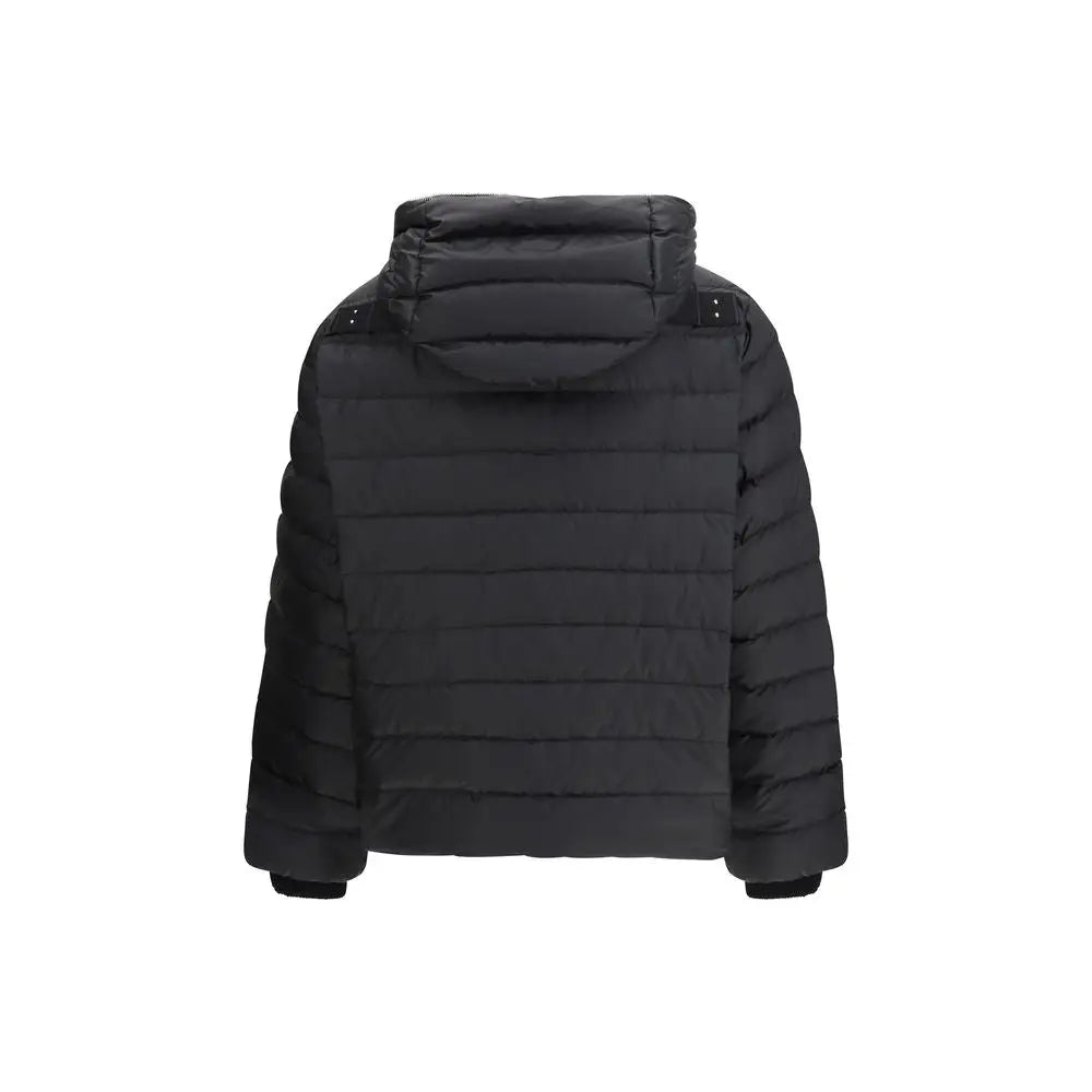 Sort Moncler x Rick Owens sort polyester jakke med kapuce
