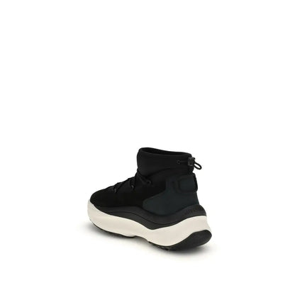 Sort moon boots sorte: sort black højtop sneaker med tyk hvid gummisål og tekstureret sort overdel