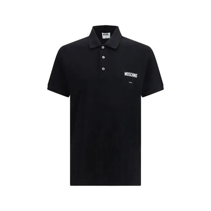 Sort Moschino sort polo t-shirt i sort sort, sort med hvid logo