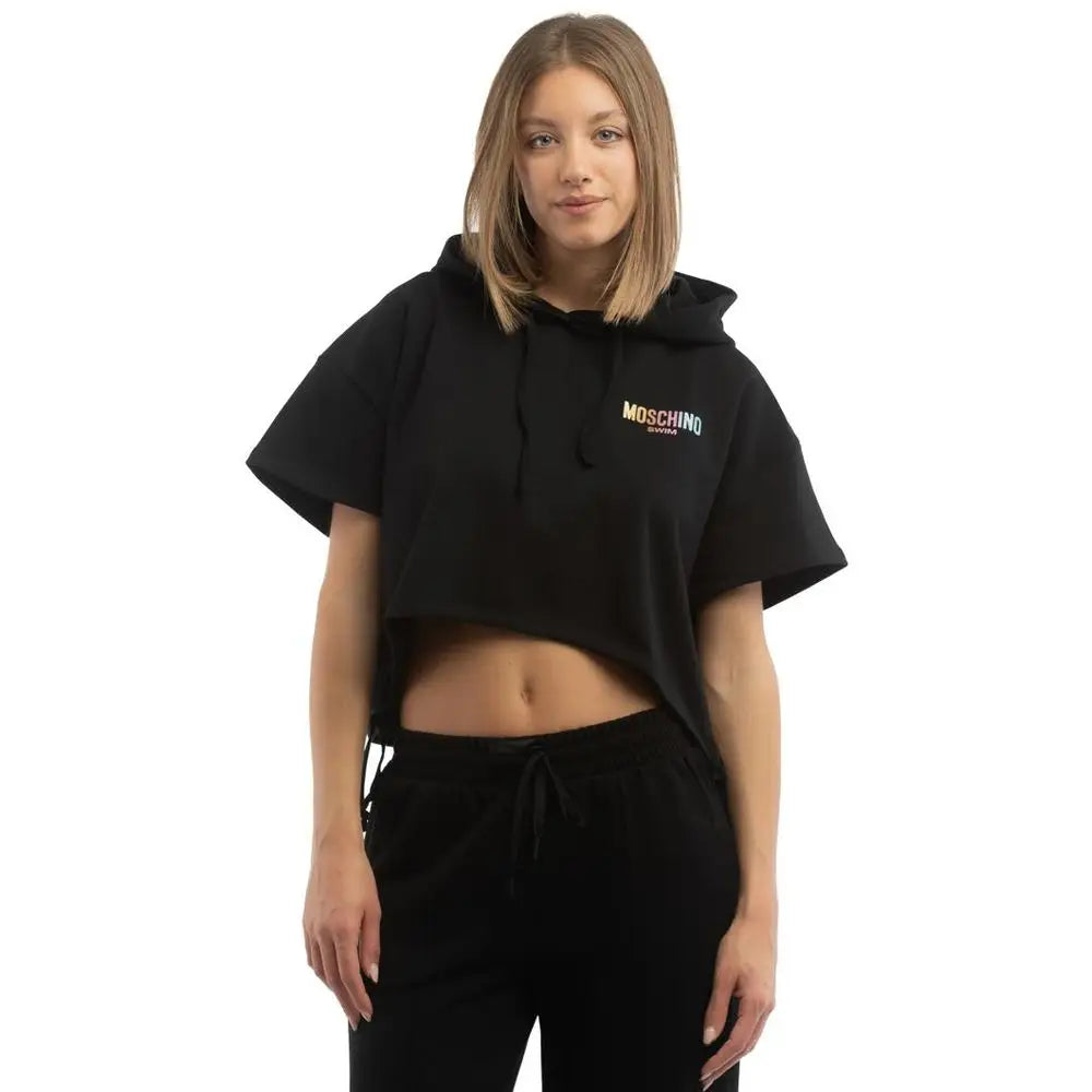 Moschino sort bomuldssweater med logo, outlet mærkevarer 100% originale brands