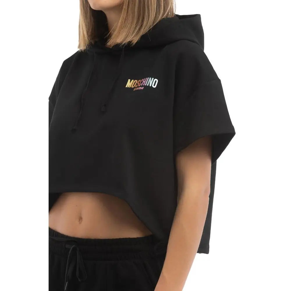 Sort Moschino sort bomuldssweatshirt med Moschino-logo, outlet mærkevarer
