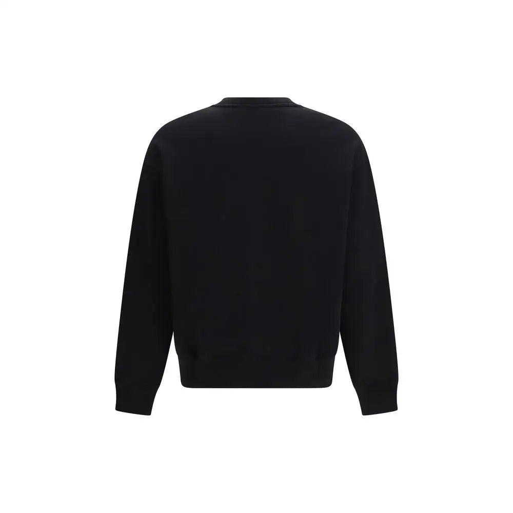 Moschino black cotton sweatshirt med lange ærmer og ribbede manchetter
