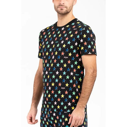 Moschino sort bomuld T-shirt med stjerner, outlet mærkevarer, spar 30-70%