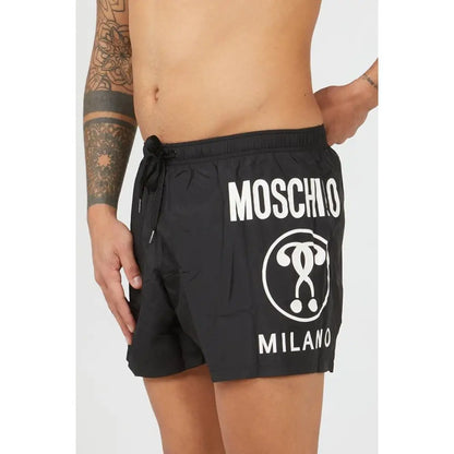 Moschino sorte polyester badeshorts med hvidt logo – spar 30–70% på mode