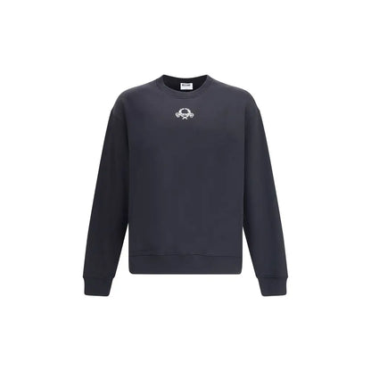 Moschino bomuldssweatshirt med hvidt hodeskalle-logo, 100% originale brands