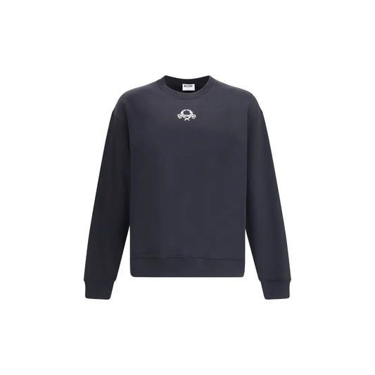 Moschino bomuldssweatshirt med hvidt hodeskalle-logo, 100% originale brands