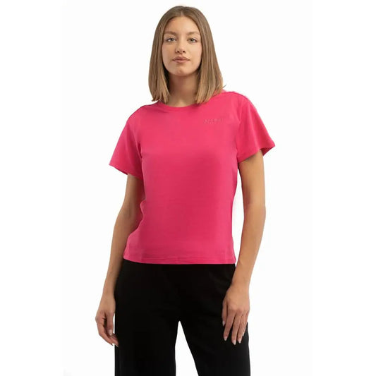 Moschino fuchsia cotton t-shirt med pink ærme og logo