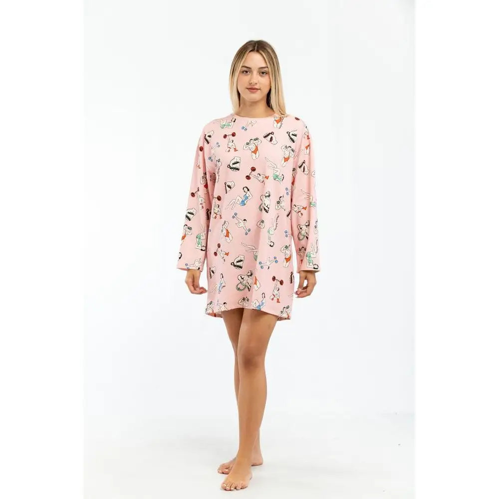 Moschino pink cotton casual dress with playful athlete pattern