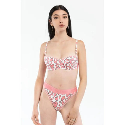 Moschino pink modal bh med leopardprint i pink og hvid med bløndtrim