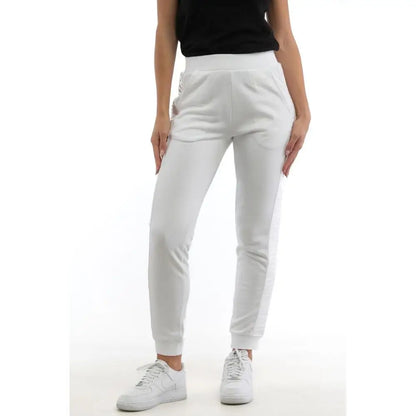 Moschino white cotton joggers i blødt, stretchy stof med side søm detaljer