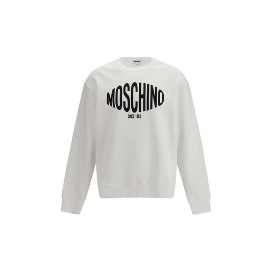 Hvid Moschino sweatshirt med sort logo, 100% originale brands