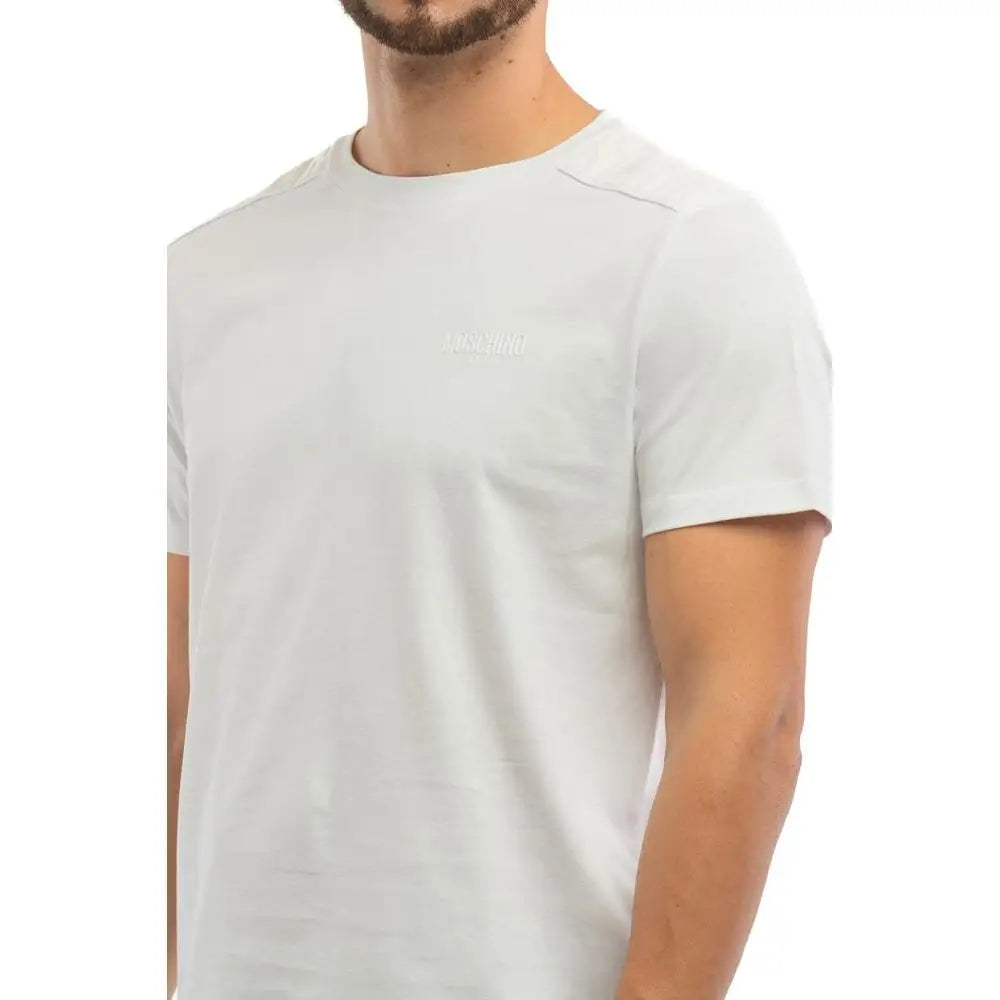 Minimalist Moschino white cotton t-shirt med subtil søm og logo