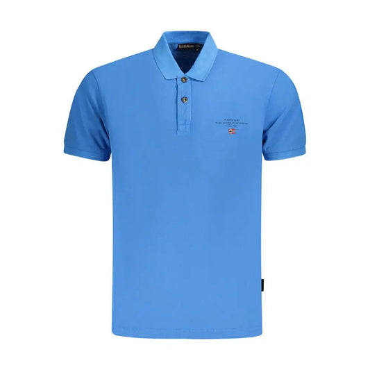 Napapijri blue cotton men’s polo shirt with classic collar