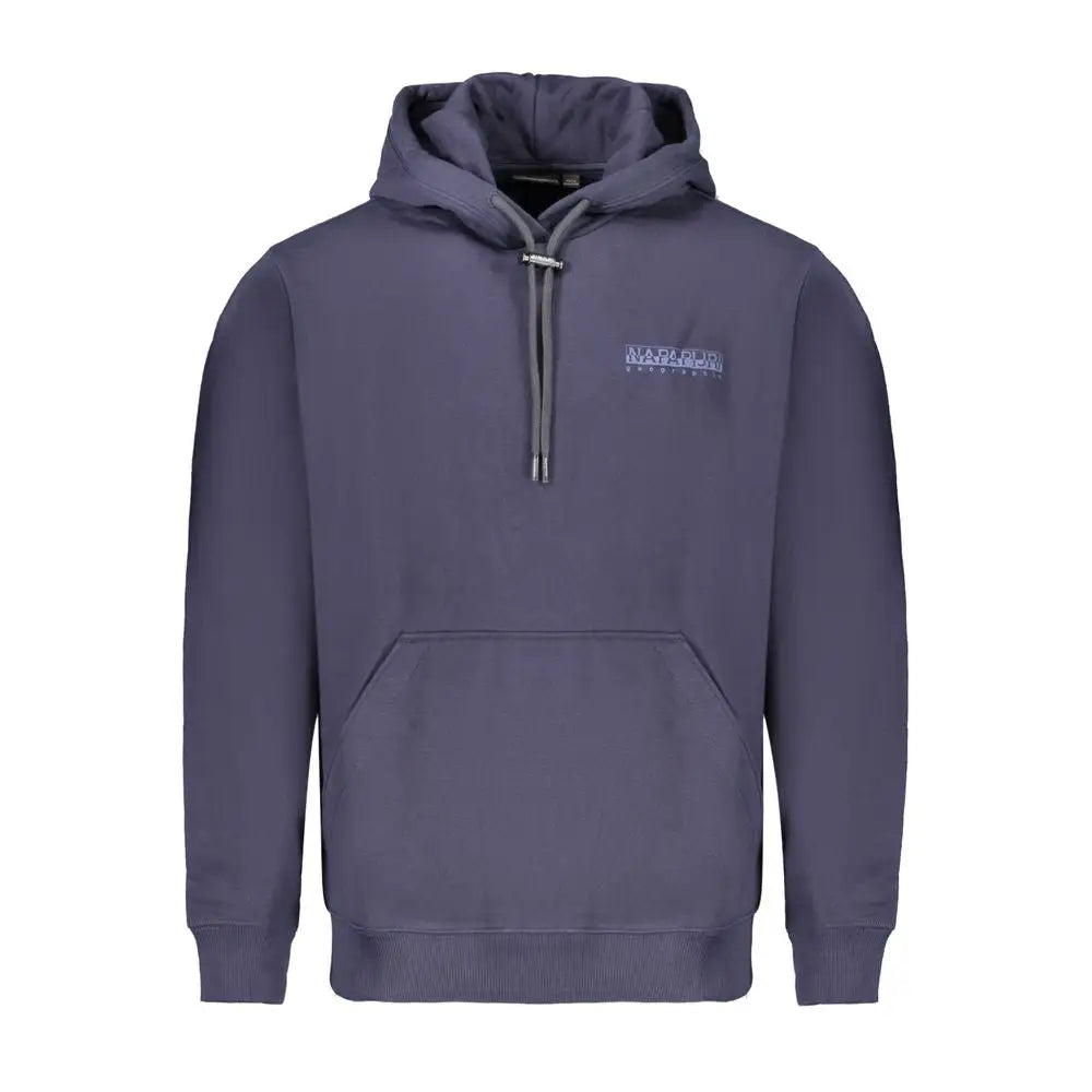 Mørkegrå Napapijri hoodie med lomme og snører, outlet mærkevarer 100% originale