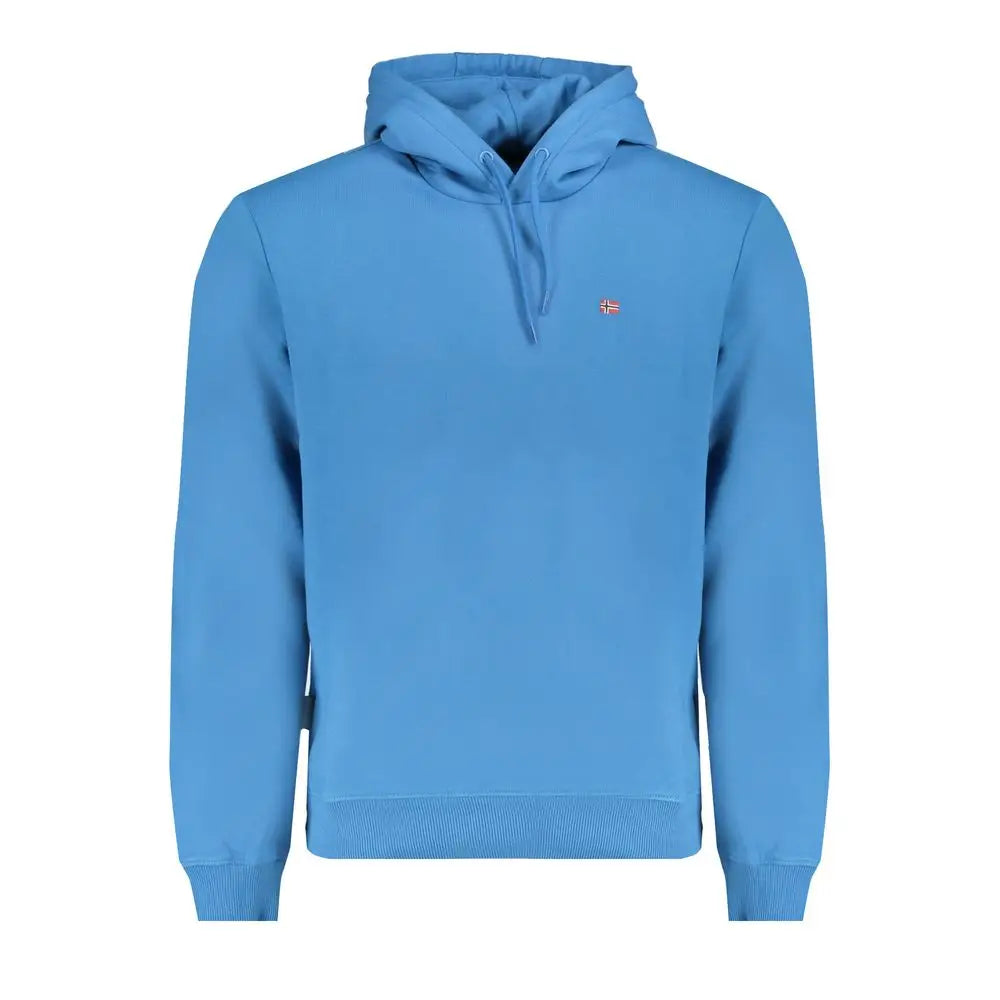 Napapijri blå bomuldssweater med norsk flag, outlet mærkevarer 100% originale