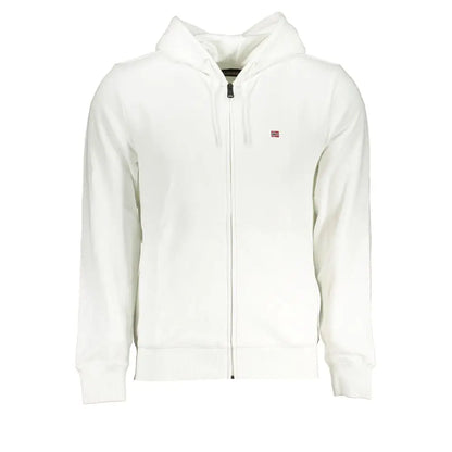 Napapijri hvid bomuldssweatshirt med flag-logo, 100% originale brands
