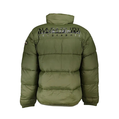 Napapijri green polyamide jacket med olivengrøn puf og quiltet design