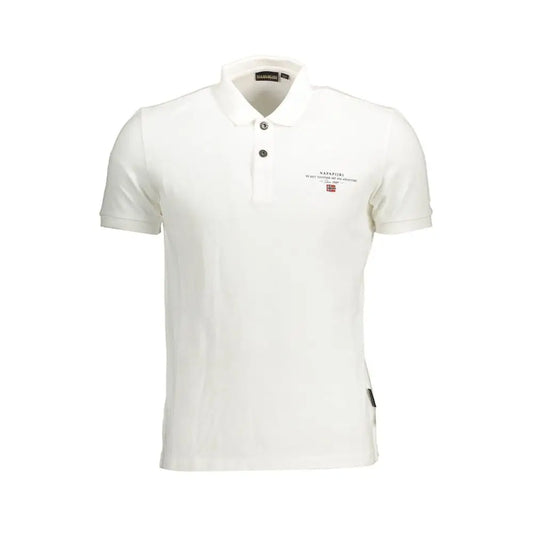 Napapijri white cotton men’s polo shirt with embroidered logo