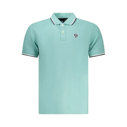North Sails Azzurro cotton polo in light teal with white piping