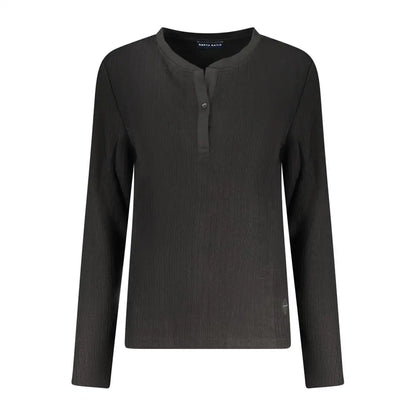 North Sails sort sweater i sort polyester: sort rillet langærmet henley med en knap