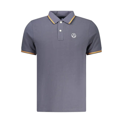 Grå North Sails blå bomulds polo shirt med gul trim og logo