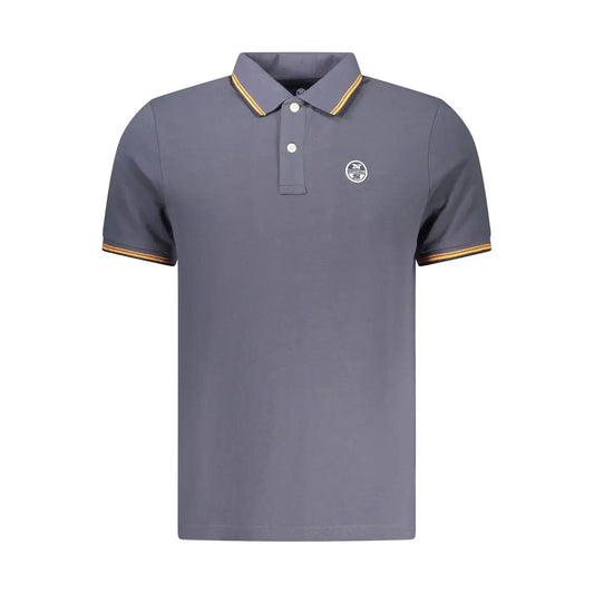 Grå North Sails blå bomulds polo shirt med gul trim og logo