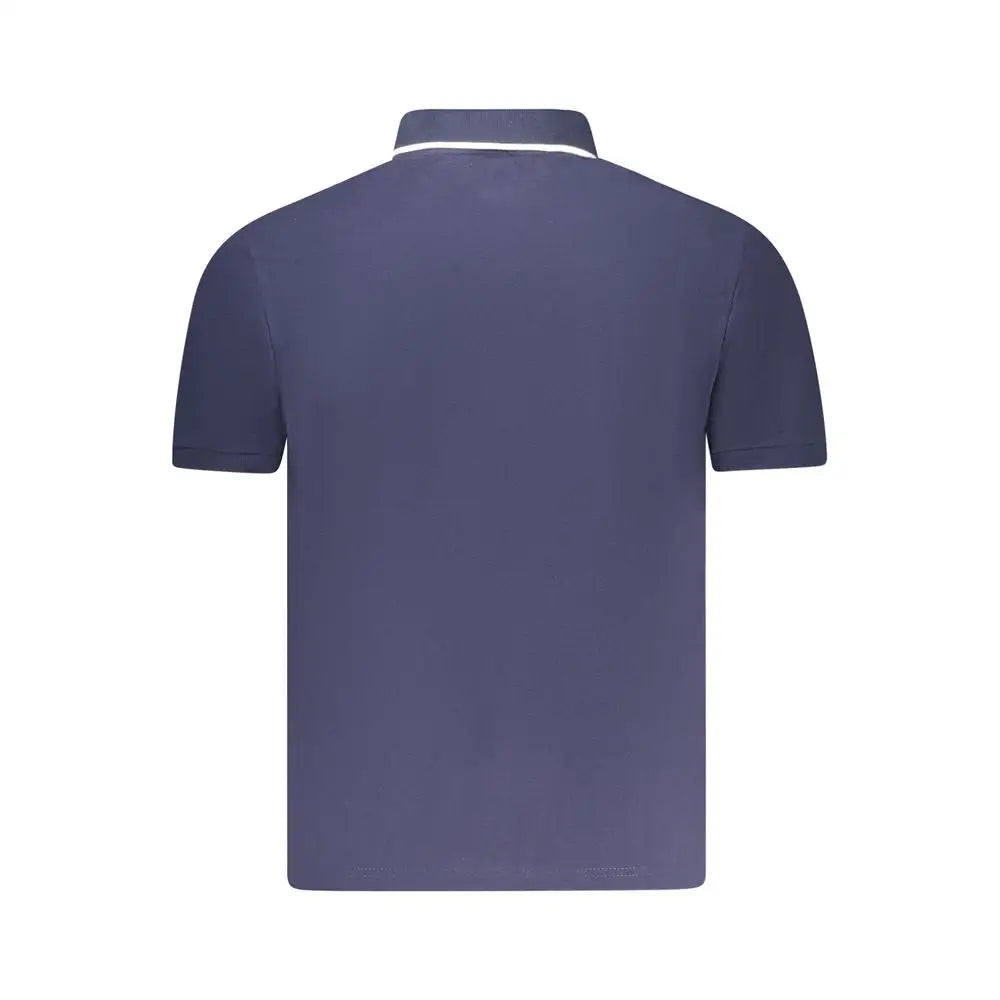 Navy blue North Sails short-sleeved polo shirt with white trim collar