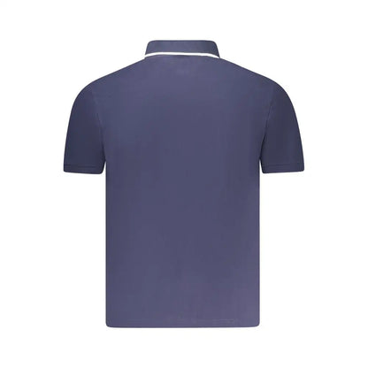 Navy blue North Sails short-sleeved polo shirt with white trim collar