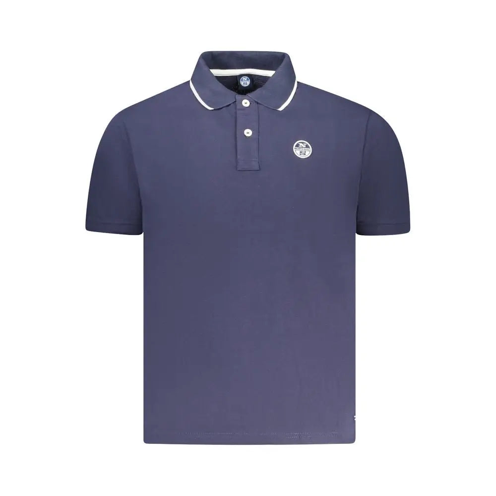 North sails blue cotton polo shirt i marineblå med hvid trim