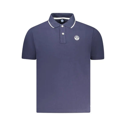 North sails blue cotton polo shirt i marineblå med hvid trim