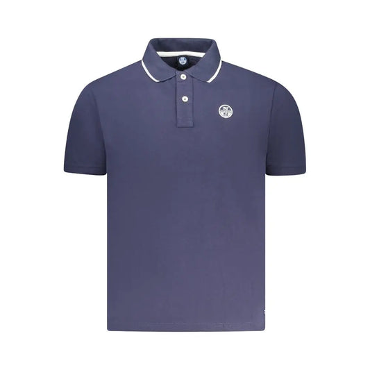 North sails blue cotton polo shirt i marineblå med hvid trim