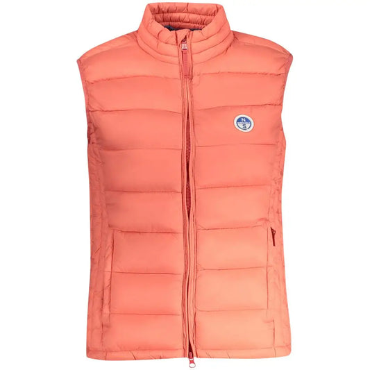 Coralfarvet, quiltet puffer vest i North Sails Blue stil