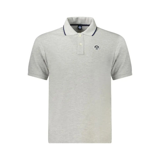 Høj kvalitet North Sails grå bomuldspolo med navy trim