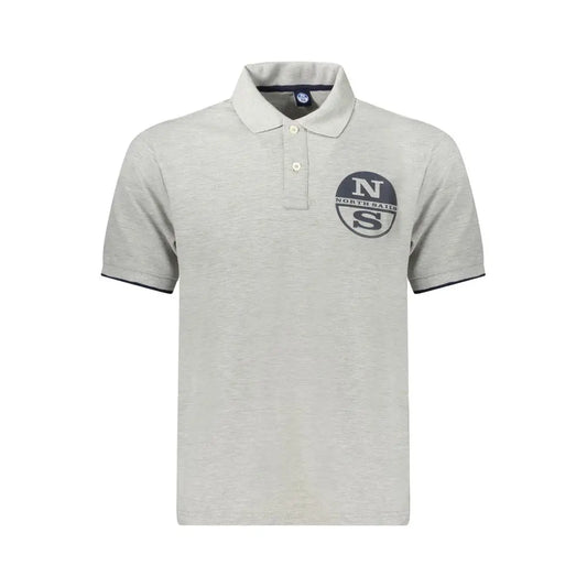 North Sails Gray Cotton Men Polo Shirt - Polo Shirts