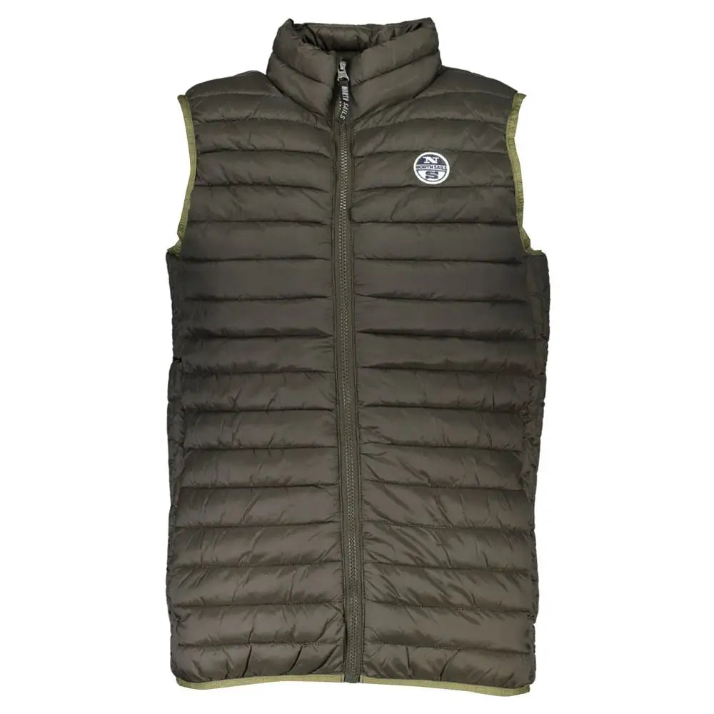 North sails green polyamide quilted puffer vest med lys grøn trim