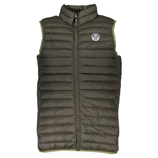 North sails green polyamide quilted puffer vest med lys grøn trim