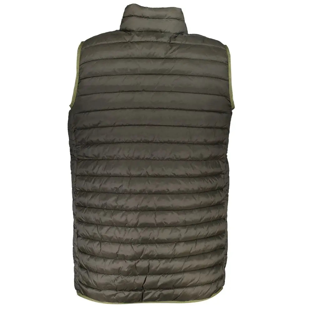 North sails green polyamide olive quilted puffer vest med lys grøn kant