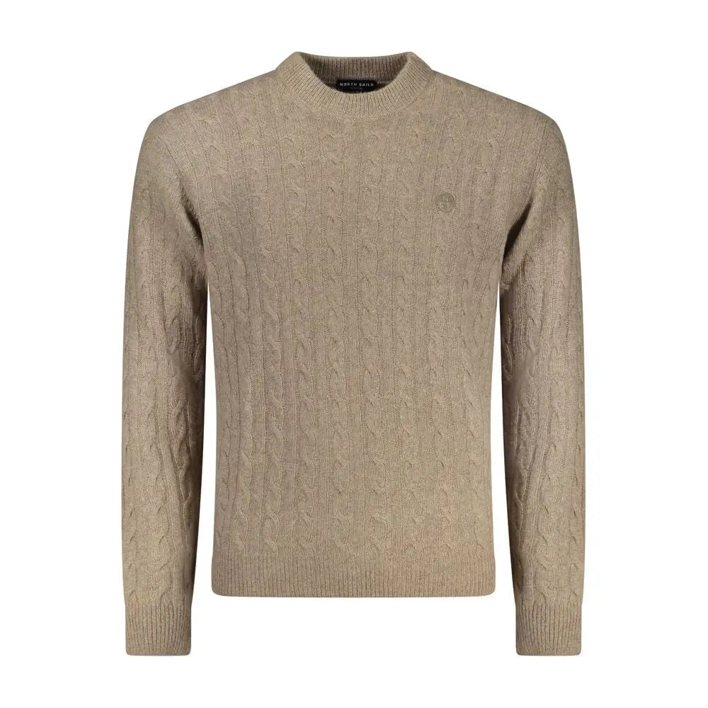 North Sails Marrone Poliammide sweater i beige cable-knit med ribkrave