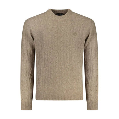North Sails Marrone Poliammide sweater i beige cable-knit med ribkrave