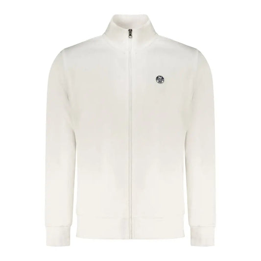 North Sails hvid bomuldssweatshirt med lynlås og logo, 100% originale brands