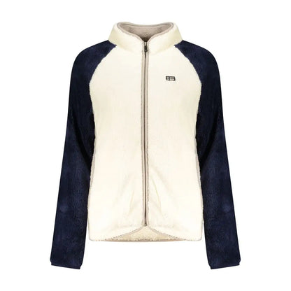 Hvid Norway 1963 Bianco polyester kvinders sweatshirt i cremede og navy blå fløjl