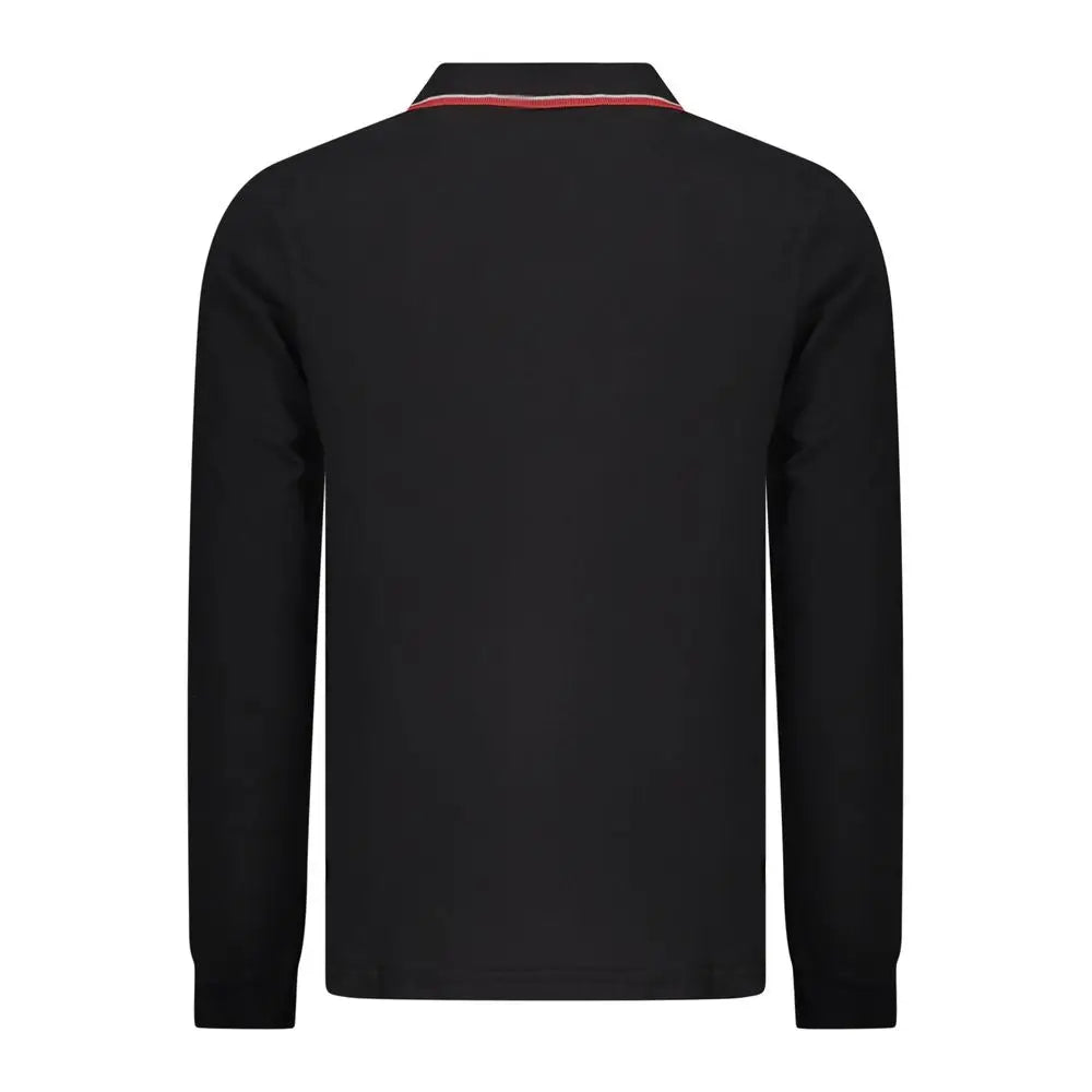 Sorte polo t-shirt i sort bomuld med rød trim på kraven, Norway 1963 model