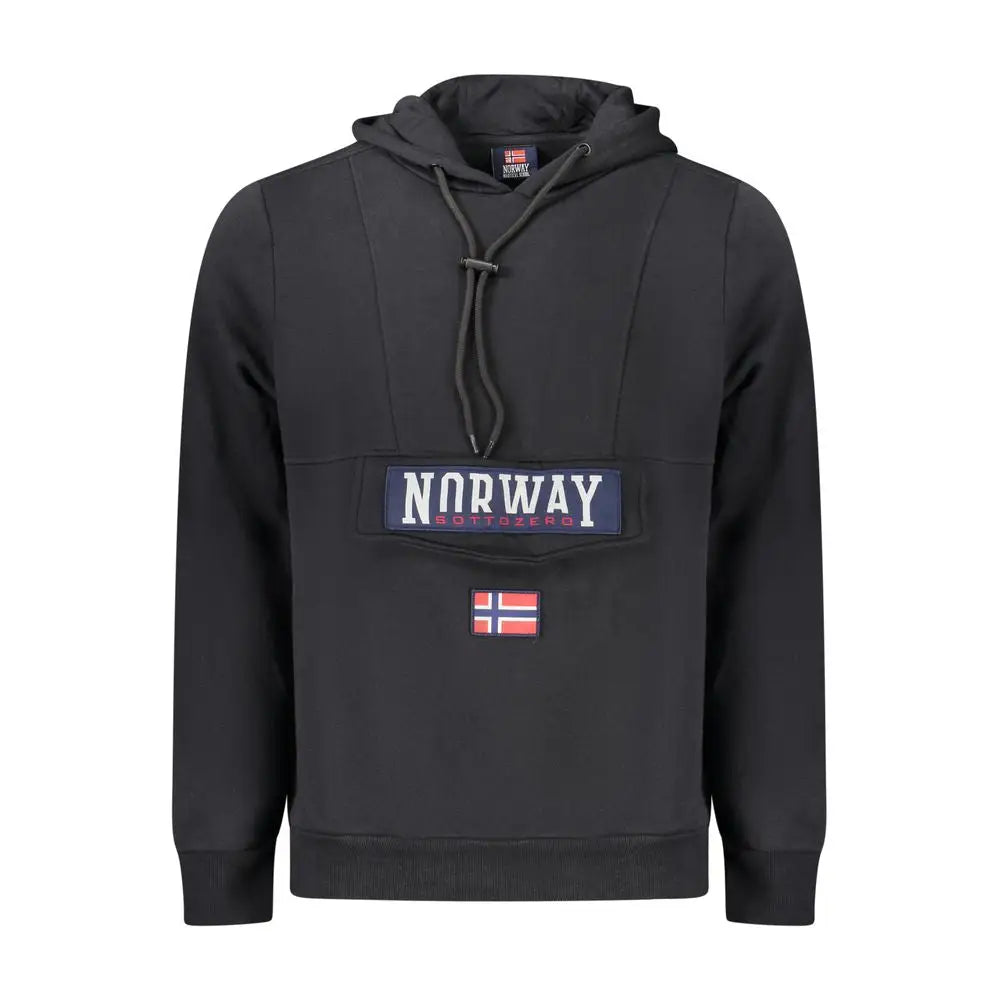 Sorte bomulds sweatshirt Norway 1963 med norsk flag og lomme