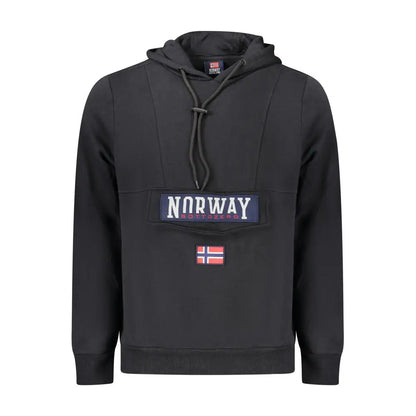 Sorte bomulds sweatshirt Norway 1963 med norsk flag og lomme