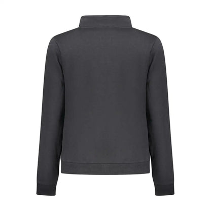 Mørk grå jakke med lynlås, høj krave og ribbete manchetter i sort bomuldssweatshirt