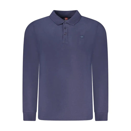 Navy blue langærmet polo i blu cotton fra Norway 1963, 100% originale brands