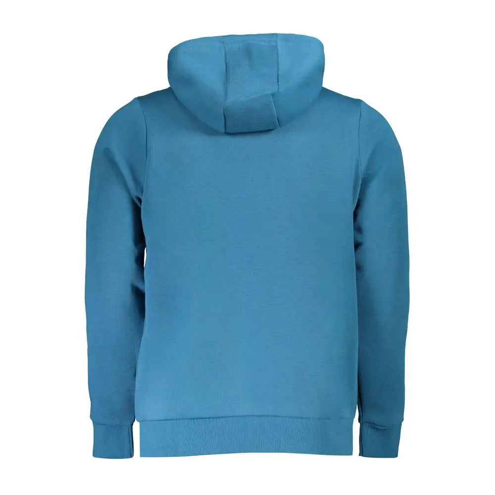 Solid blå blu cotton sweatshirt med ribbet kant til daglige garderobe
